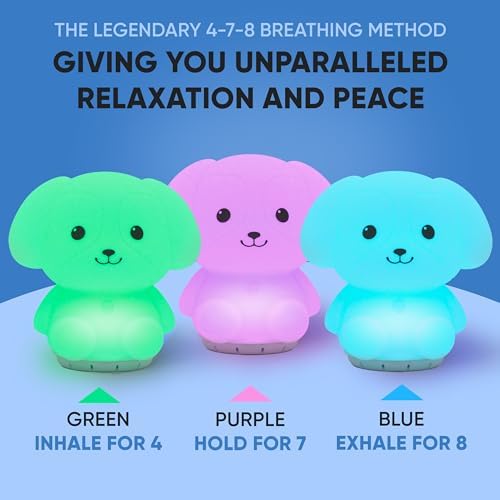 Mindfulness 'Breathing Owl' | 4-7-8 Guided Visual Meditation Breathing Light | 3 in 1 Device with Night Light & Noise Machine for ADHD Anxiety Stress Relief Sleep - Gift for Kids Adult Women Men