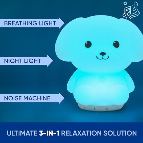 Mindfulness 'Breathing Owl' | 4-7-8 Guided Visual Meditation Breathing Light | 3 in 1 Device with Night Light & Noise Machine for ADHD Anxiety Stress Relief Sleep - Gift for Kids Adult Women Men