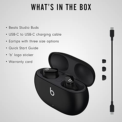 Beats Studio Buds - True Wireless Noise Cancelling Earbuds - Compatible with Apple & Android, Built-in Microphone, IPX4 Rating, Sweat Resistant Earphones, Class 1 Bluetooth Headphones - White