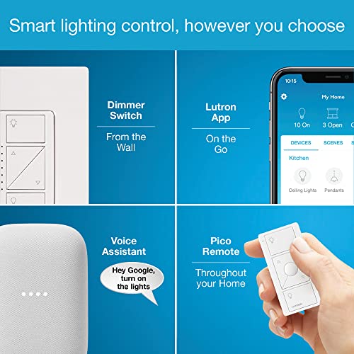 Lutron Caseta Smart Lighting Kit w/ Hub, 2 Original Dimmer Switches, 2 Pico Remotes, & More, for LED Bulbs, Works w/ Alexa, Apple Homekit, Google Home, 150W Single-Pole/3-Way, P-BDG-PKG2W-A