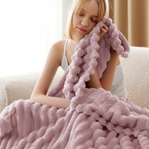 Bedsure Blue Fleece Blanket for Couch - Super Soft Cozy Blankets for Women, Cute Small Blanket for Girls, 50x60 Inches