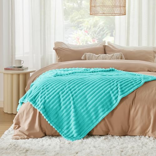 Bedsure Blue Fleece Blanket for Couch - Super Soft Cozy Blankets for Women, Cute Small Blanket for Girls, 50x60 Inches