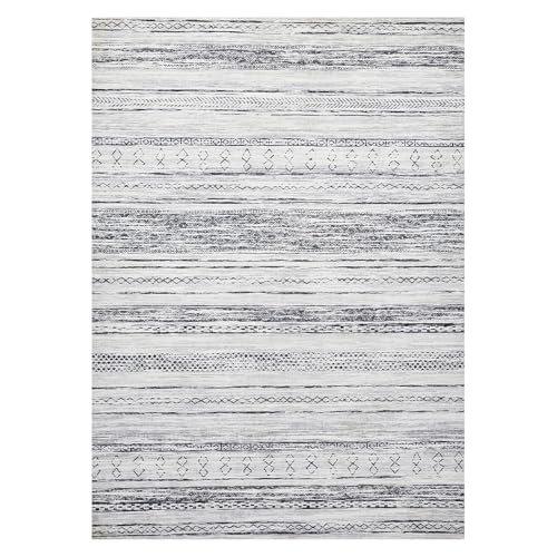 Area Rug Living Room Rugs - 5x7 Washable Large Soft Neutral Boho Moroccan Bohemian Farmhouse Rug Indoor Floor Carpet for Bedroom Under Dining Table Home Office Decor - Cream Brown