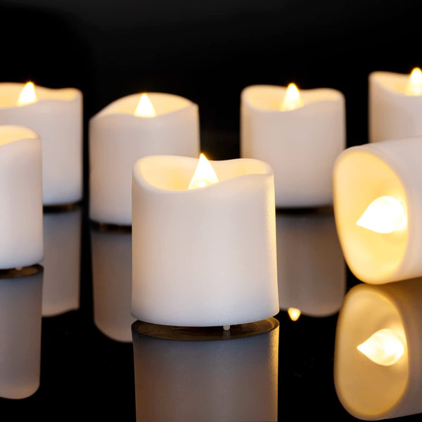 Homemory 24Pack Flameless LED Votive Candles, 200+Hour Lasting Electric Fake Candles, Battery Operated Tealights in Warm White for Wedding, Proposal Anniversary, Romantic Decor(Batteries Included)