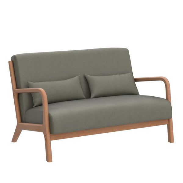 INZOY 50" Love seat Sofa 2 Seat Mid Century Modern Accent Chair, Uplostered 2 Person Couch Loveseat for Small Place Bedroom Office, Wood Frame and Attached 2 Waist Cushions, Beige