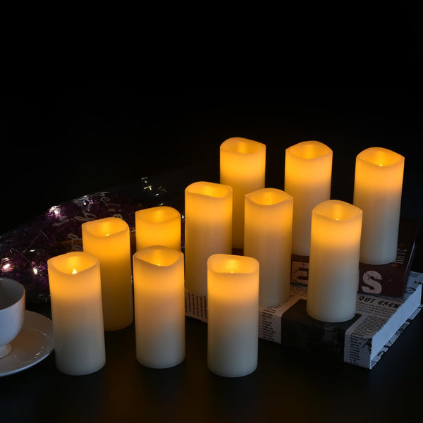 Vinkor Flameless Candles Battery Operated Candles Real Wax Pillar LED Candles with 10-Key Remote and Cycling 24 Hours Timer (Ivory 4" 5" 6" 7" 8" 9")