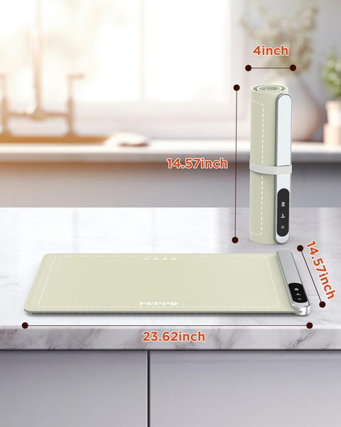 FEPPO Food Warming Mat, Upgrade High-tech Graphene Heating Film, Fast Full Surface Electric Warming Tray with 6 Level Adjustable Temperature and 6 Hours Timer, Roll Up Food Warmers for Parties Buffet