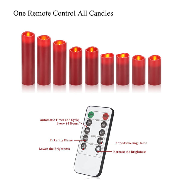 Vinkor Flameless Candles Battery Operated Candles Real Wax Pillar LED Candles with 10-Key Remote and Cycling 24 Hours Timer (Ivory 4" 5" 6" 7" 8" 9")