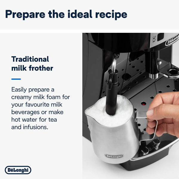 De'Longhi Magnifica Evo Automatic Espresso & Coffee Machine with Manual Milk Frother for Latte, Cappuccino, Iced Coffee, Built-in Grinder, ECAM29043SB