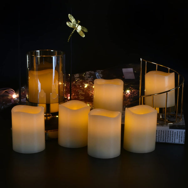 Vinkor Flameless Candles Battery Operated Candles Real Wax Pillar LED Candles with 10-Key Remote and Cycling 24 Hours Timer (Ivory 4" 5" 6" 7" 8" 9")