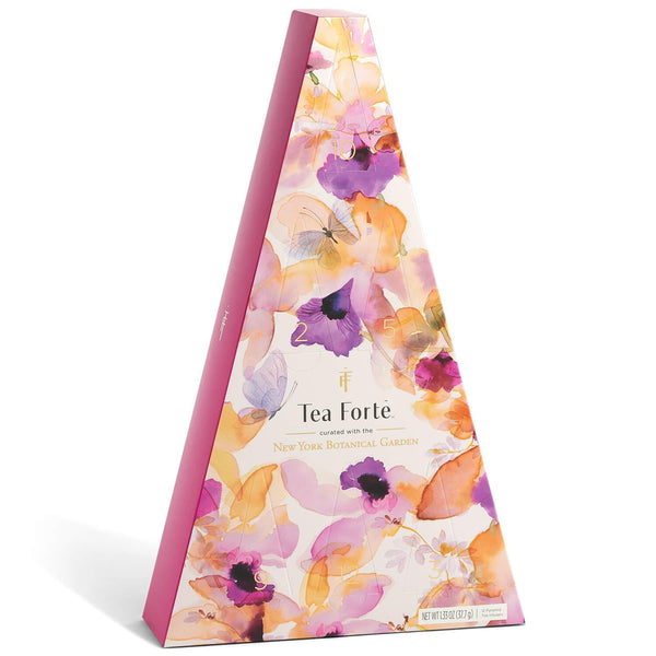 Tea Forte Warming Joy Holiday Herbal Tea Advent Calendar, Gift Set of 24 Pyramid Infuser Tea Bags with Numbered Calendar