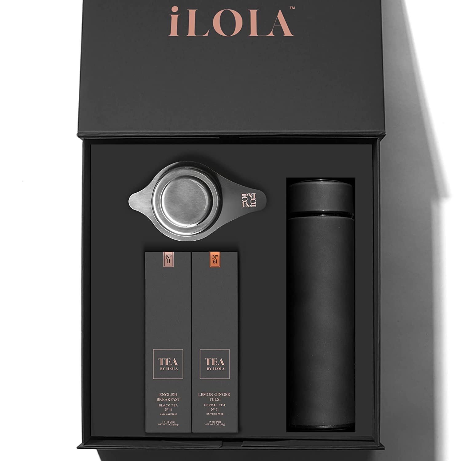 iLOLA Tea Disc Essentials Box Set | Oprah’s Favorite Things 2022 | Thermos, Infuser, English Breakfast & Lemon Ginger Tulsi Organic Loose Leaf Probiotic Tea | Christmas Birthday Employee Gift