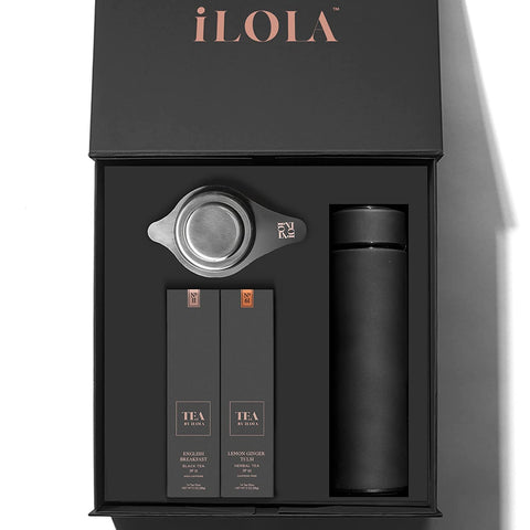 iLOLA Tea Disc Essentials Box Set | Oprah’s Favorite Things 2022 | Thermos, Infuser, English Breakfast & Lemon Ginger Tulsi Organic Loose Leaf Probiotic Tea | Christmas Birthday Employee Gift