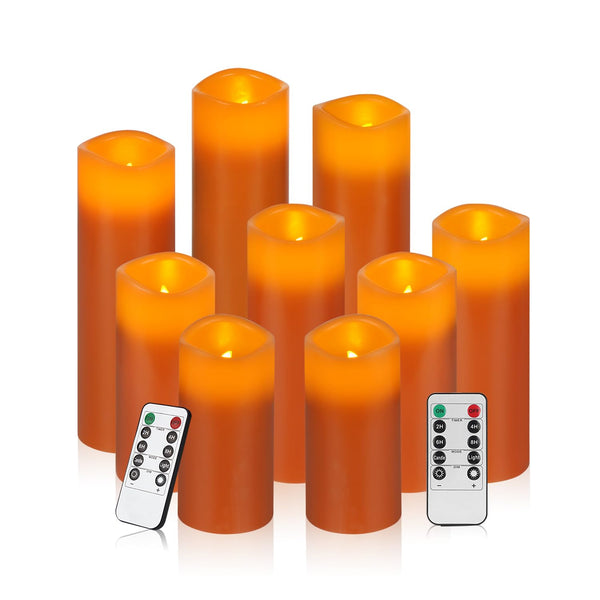 Vinkor Flameless Candles Battery Operated Candles Real Wax Pillar LED Candles with 10-Key Remote and Cycling 24 Hours Timer (Ivory 4" 5" 6" 7" 8" 9")