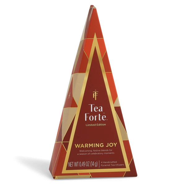 Tea Forte Warming Joy Holiday Herbal Tea Advent Calendar, Gift Set of 24 Pyramid Infuser Tea Bags with Numbered Calendar