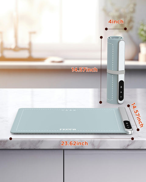 FEPPO Food Warming Mat, Upgrade High-tech Graphene Heating Film, Fast Full Surface Electric Warming Tray with 6 Level Adjustable Temperature and 6 Hours Timer, Roll Up Food Warmers for Parties Buffet