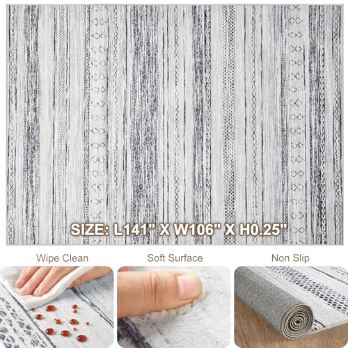 Area Rug Living Room Rugs - 5x7 Washable Large Soft Neutral Boho Moroccan Bohemian Farmhouse Rug Indoor Floor Carpet for Bedroom Under Dining Table Home Office Decor - Cream Brown