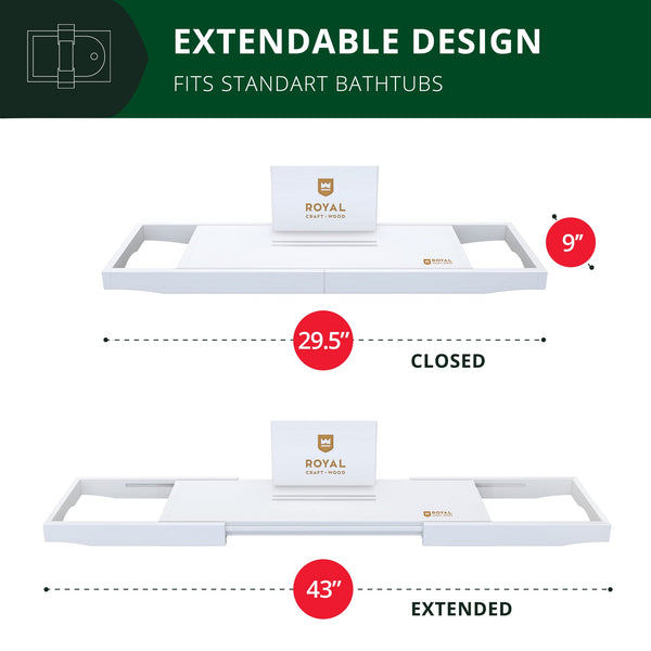 ROYAL CRAFT WOOD Premium Foldable Bathtub Tray - Expandable Bath Tray for Tub - Luxury Bathtub & Bathroom Accessories