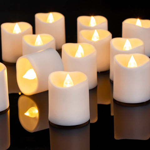 Homemory 24Pack Flameless LED Votive Candles, 200+Hour Lasting Electric Fake Candles, Battery Operated Tealights in Warm White for Wedding, Proposal Anniversary, Romantic Decor(Batteries Included)