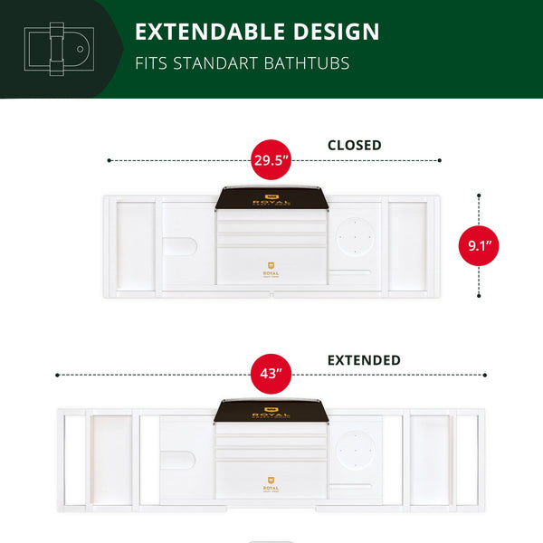 ROYAL CRAFT WOOD Premium Foldable Bathtub Tray - Expandable Bath Tray for Tub - Luxury Bathtub & Bathroom Accessories