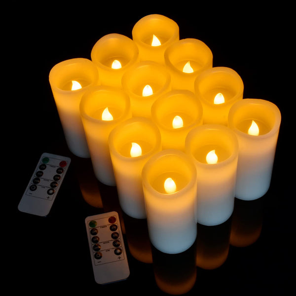 Vinkor Flameless Candles Battery Operated Candles Real Wax Pillar LED Candles with 10-Key Remote and Cycling 24 Hours Timer (Ivory 4" 5" 6" 7" 8" 9")