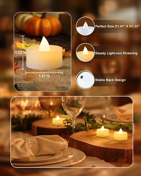 Amagic 12/24/50/100/150 Pack Battery Operated Tea Lights Candles, Fake Tealights Candles, Flameless LED Tea Lights for Halloween, Wedding, Votive, Festival, Table Decor(12 Pack, Warm White)