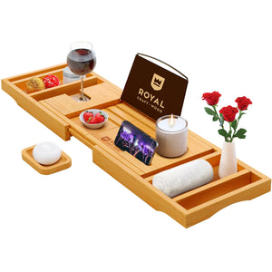 ROYAL CRAFT WOOD Premium Foldable Bathtub Tray - Expandable Bath Tray for Tub - Luxury Bathtub & Bathroom Accessories