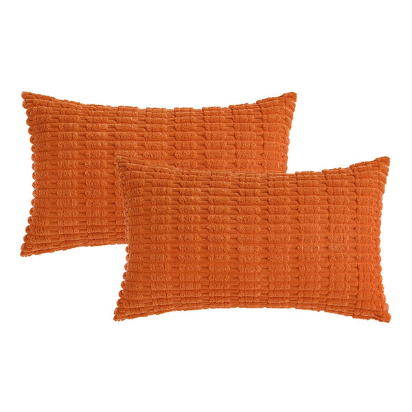 MIULEE Pack of 2 Corduroy Decorative Throw Pillow Covers 18x18 Inch Soft Boho Striped Pillow Covers Modern Farmhouse Christmas Home Decor for Sofa Living Room Couch Bed Cream White