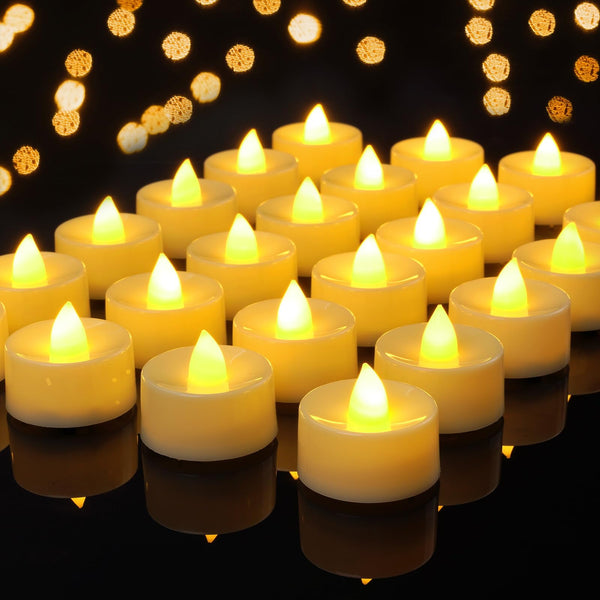 Amagic 12/24/50/100/150 Pack Battery Operated Tea Lights Candles, Fake Tealights Candles, Flameless LED Tea Lights for Halloween, Wedding, Votive, Festival, Table Decor(12 Pack, Warm White)