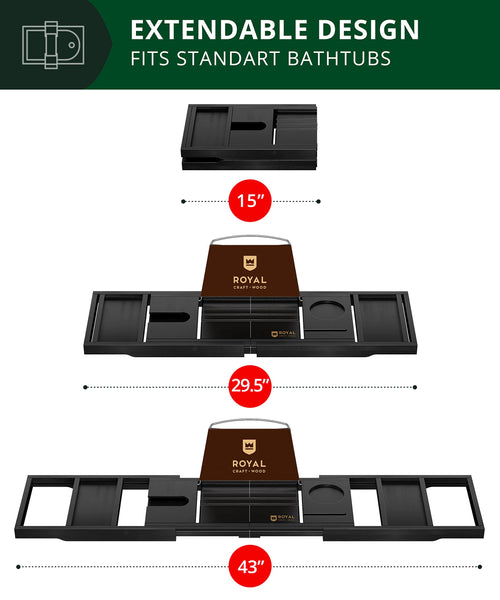 ROYAL CRAFT WOOD Premium Foldable Bathtub Tray - Expandable Bath Tray for Tub - Luxury Bathtub & Bathroom Accessories