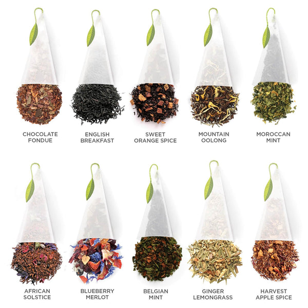 Tea Forte Warming Joy Holiday Herbal Tea Advent Calendar, Gift Set of 24 Pyramid Infuser Tea Bags with Numbered Calendar
