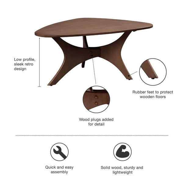 INK+IVY Blaze Triangle Wood Triangle Sofa Table Plywood with Wood Veneer Legs, Mid-Century Modern, Easy Assembly, Accent Furniture For Living Room, Minimalist Décor, Light Brown