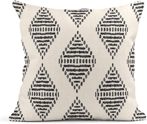 ArtSocket Set of 4 Throw Pillow Covers Ikat Tribal and Boho Bohemian Black Ethnic Herringbone for Ideas Decor Linen Outdoor Pillow Cases Home Decorative Square 22x22 Inches Pillowcases