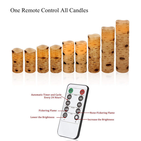 Vinkor Flameless Candles Battery Operated Candles Real Wax Pillar LED Candles with 10-Key Remote and Cycling 24 Hours Timer (Ivory 4" 5" 6" 7" 8" 9")