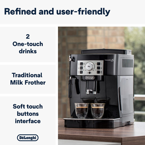 De'Longhi Magnifica Evo Automatic Espresso & Coffee Machine with Manual Milk Frother for Latte, Cappuccino, Iced Coffee, Built-in Grinder, ECAM29043SB