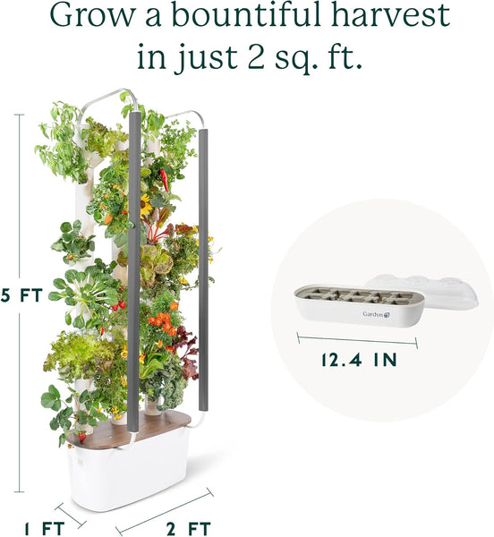 Gardyn 3.0 Bundle with Hydroponics Growing System Vertical Indoor Garden & Nursery (3.0 Gardyn Plus 30 Free Non-GMO Plants, LED Grow Lights, 30 Day Kelby Trial Membership & Nursery)