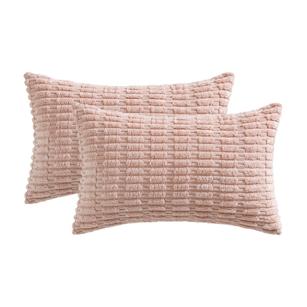 MIULEE Pack of 2 Corduroy Decorative Throw Pillow Covers 18x18 Inch Soft Boho Striped Pillow Covers Modern Farmhouse Christmas Home Decor for Sofa Living Room Couch Bed Cream White