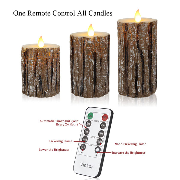 Vinkor Flameless Candles Battery Operated Candles Real Wax Pillar LED Candles with 10-Key Remote and Cycling 24 Hours Timer (Ivory 4" 5" 6" 7" 8" 9")