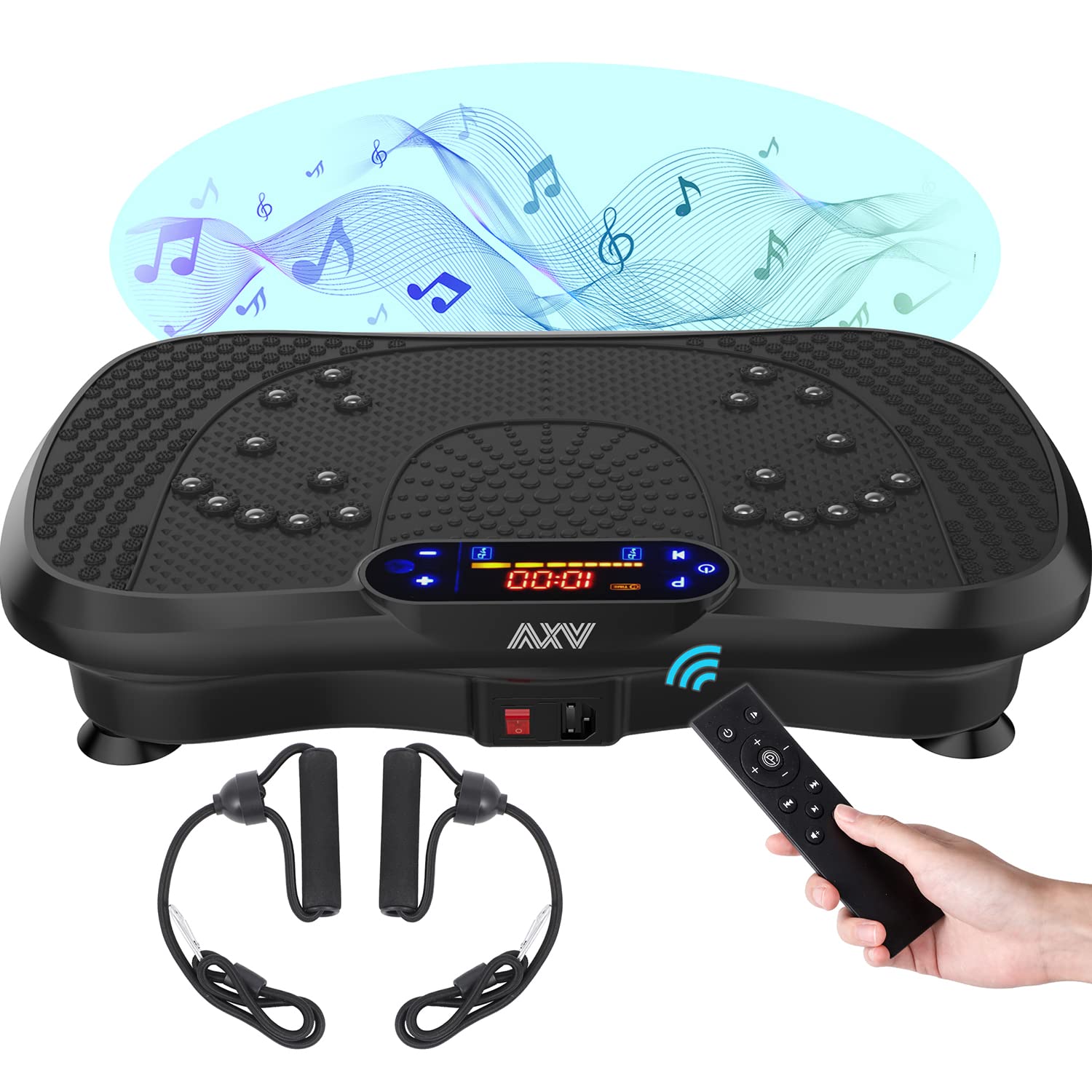 AXV Vibration Plate Fitness Platform Exercise Machine Vibrating Lymphatic Drainage Shaking Full Body Shaker Workout Vibrate Stand Shake Board Sport Gym for Weight Loss Fat Burner for Women Men