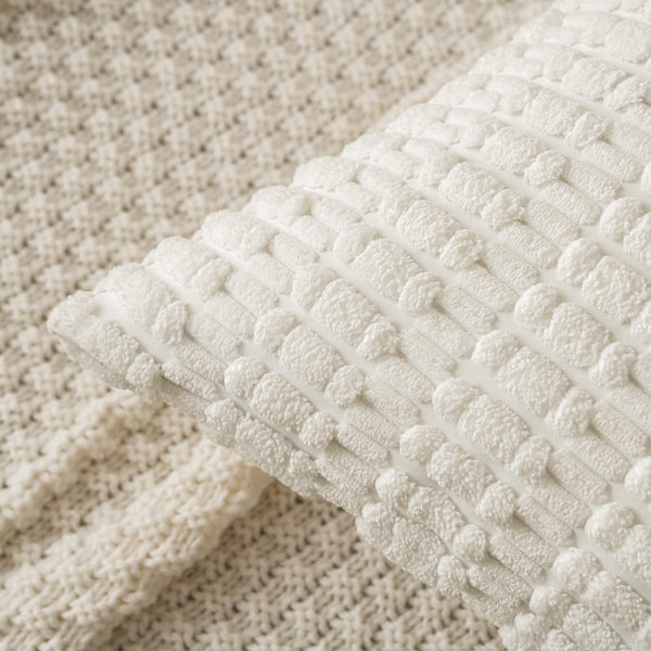 MIULEE Pack of 2 Corduroy Decorative Throw Pillow Covers 18x18 Inch Soft Boho Striped Pillow Covers Modern Farmhouse Christmas Home Decor for Sofa Living Room Couch Bed Cream White