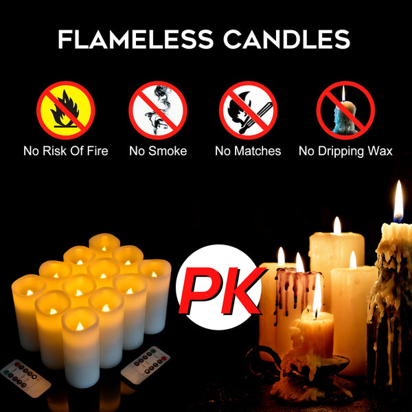 Vinkor Flameless Candles Battery Operated Candles Real Wax Pillar LED Candles with 10-Key Remote and Cycling 24 Hours Timer (Ivory 4" 5" 6" 7" 8" 9")