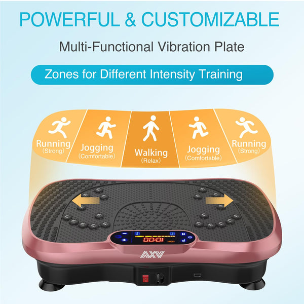 AXV Vibration Plate Fitness Platform Exercise Machine Vibrating Lymphatic Drainage Shaking Full Body Shaker Workout Vibrate Stand Shake Board Sport Gym for Weight Loss Fat Burner for Women Men