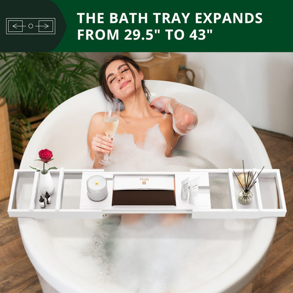 ROYAL CRAFT WOOD Premium Foldable Bathtub Tray - Expandable Bath Tray for Tub - Luxury Bathtub & Bathroom Accessories