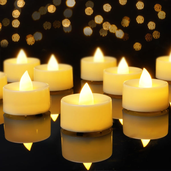 Amagic 12/24/50/100/150 Pack Battery Operated Tea Lights Candles, Fake Tealights Candles, Flameless LED Tea Lights for Halloween, Wedding, Votive, Festival, Table Decor(12 Pack, Warm White)