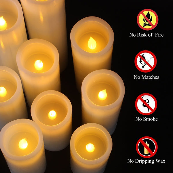 Vinkor Flameless Candles Battery Operated Candles Real Wax Pillar LED Candles with 10-Key Remote and Cycling 24 Hours Timer (Ivory 4" 5" 6" 7" 8" 9")