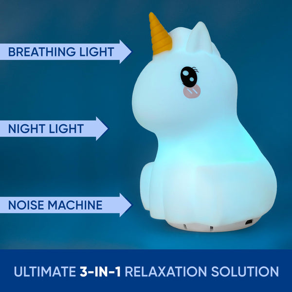 Mindfulness 'Breathing Owl' | 4-7-8 Guided Visual Meditation Breathing Light | 3 in 1 Device with Night Light & Noise Machine for ADHD Anxiety Stress Relief Sleep - Gift for Kids Adult Women Men