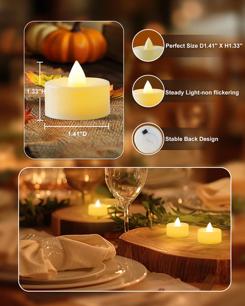 Amagic 12/24/50/100/150 Pack Battery Operated Tea Lights Candles, Fake Tealights Candles, Flameless LED Tea Lights for Halloween, Wedding, Votive, Festival, Table Decor(12 Pack, Warm White)