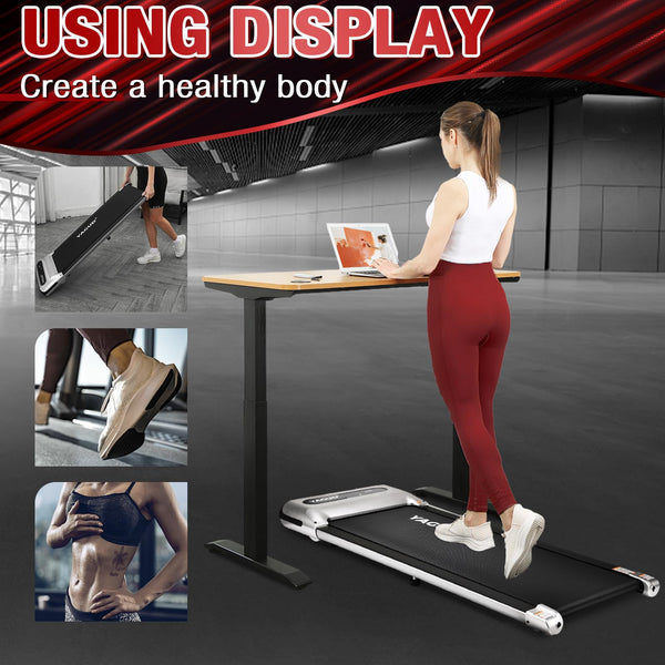 Under Desk Treadmill, Walking Pad for Home and Office, 2.5 HP Portable Walking Jogging Running Machine with Remote Control and LED Display, Sliver