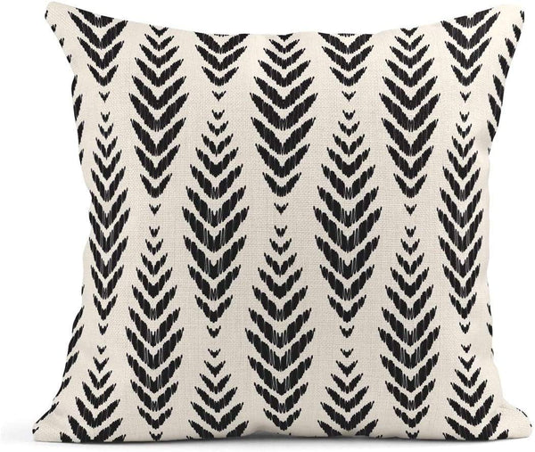 ArtSocket Set of 4 Throw Pillow Covers Ikat Tribal and Boho Bohemian Black Ethnic Herringbone for Ideas Decor Linen Outdoor Pillow Cases Home Decorative Square 22x22 Inches Pillowcases
