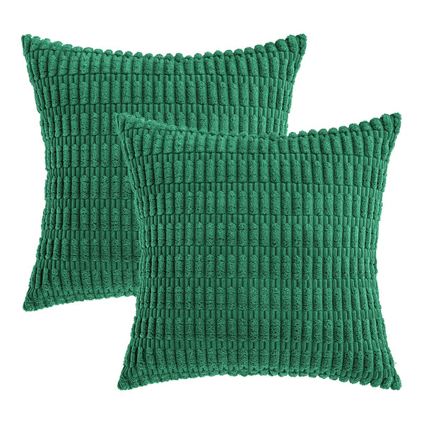 MIULEE Pack of 2 Corduroy Decorative Throw Pillow Covers 18x18 Inch Soft Boho Striped Pillow Covers Modern Farmhouse Christmas Home Decor for Sofa Living Room Couch Bed Cream White
